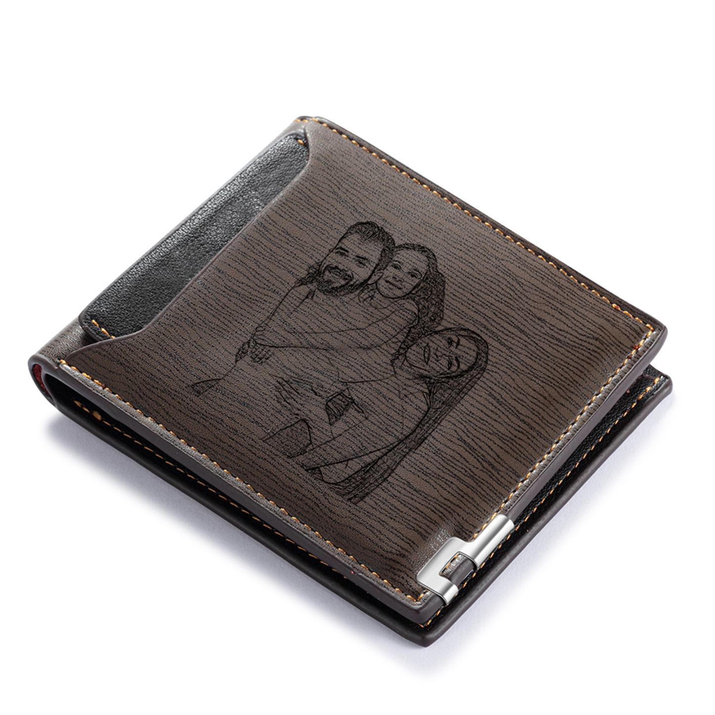 Portefeuille 1 Prénom Personnalisé avec Photo et Lettre Classique Homme Cadeau Saint-Valentin pour Homme | Jessemade