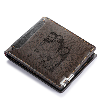Portefeuille 1 Prénom Personnalisé avec Photo et Lettre Classique Homme Cadeau Saint-Valentin pour Homme | Jessemade