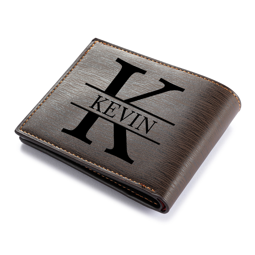 Portefeuille 1 Prénom Personnalisé avec Photo et Lettre Classique Homme Porte-Monnaie Carte Cadeau pour homme | Jessemade