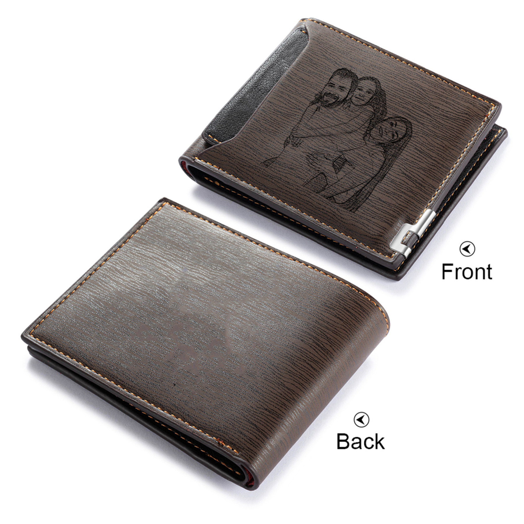 Portefeuille 1 Prénom Personnalisé avec Photo et Lettre Classique Homme Cadeau Saint-Valentin pour Homme | Jessemade