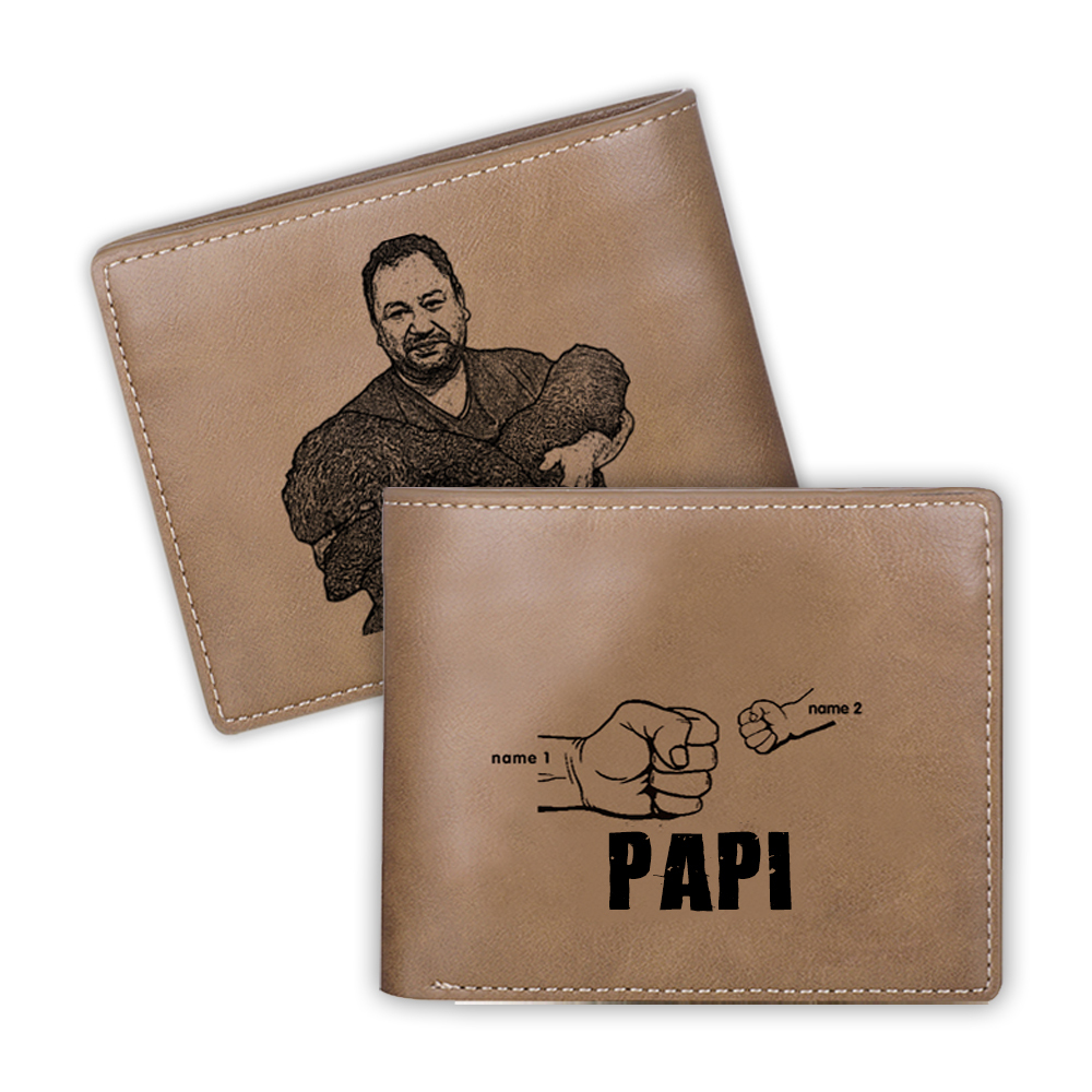 À mon Papi-Portefeuille Poings 2 Prénoms Personnalisés avec Photo Classique Homme |  Jessemade