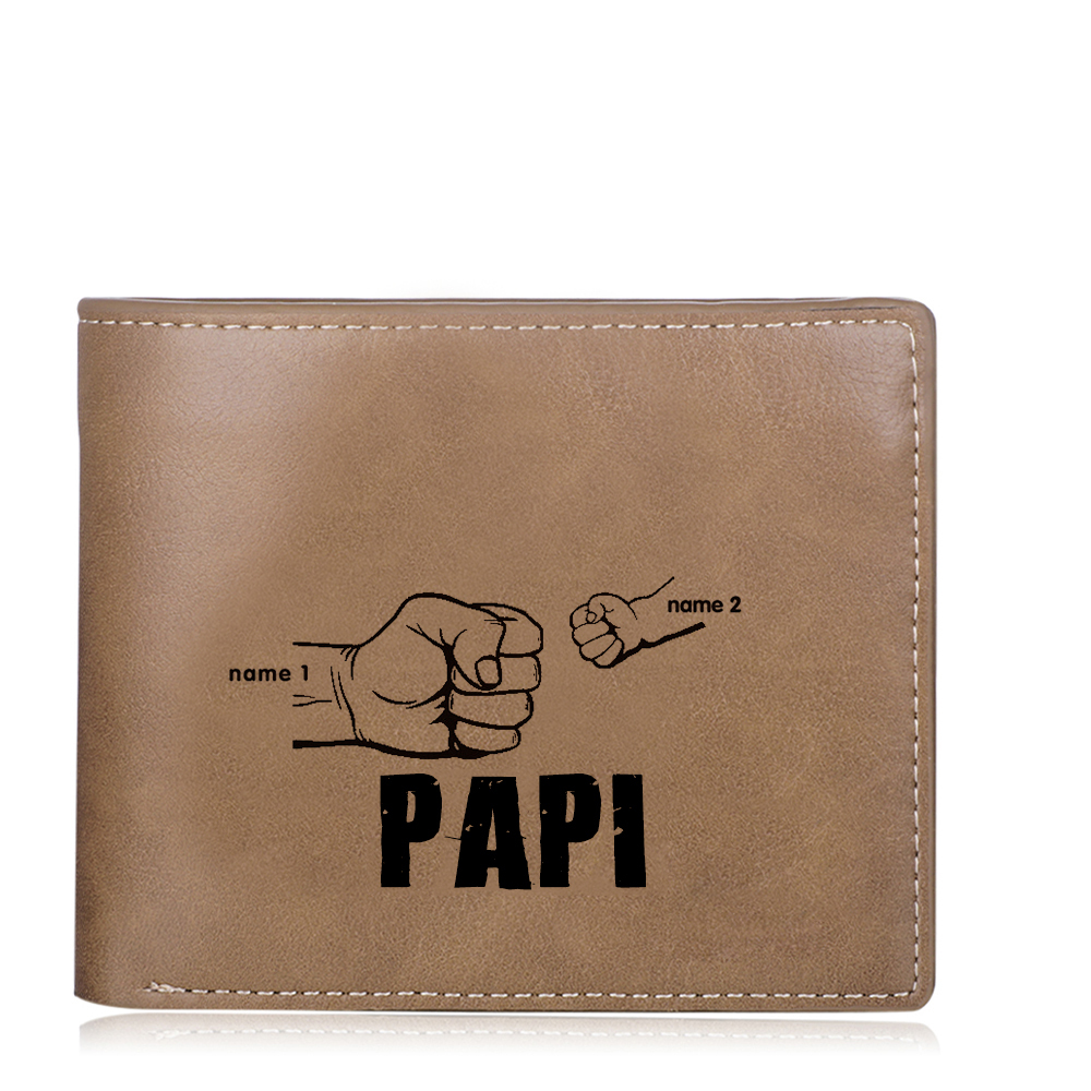 À mon Papi-Portefeuille Poings 2 Prénoms Personnalisés avec Photo Classique Homme |  Jessemade