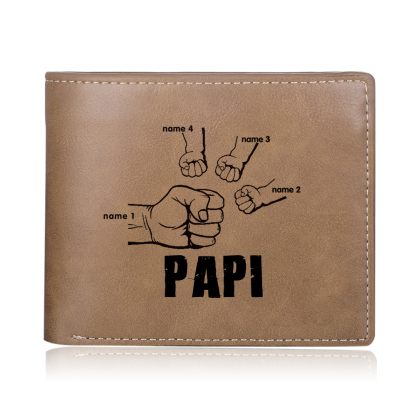 À mon Papi-Portefeuille Poings 4 Prénoms Personnalisés avec Photo Classique Homme |  Jessemade