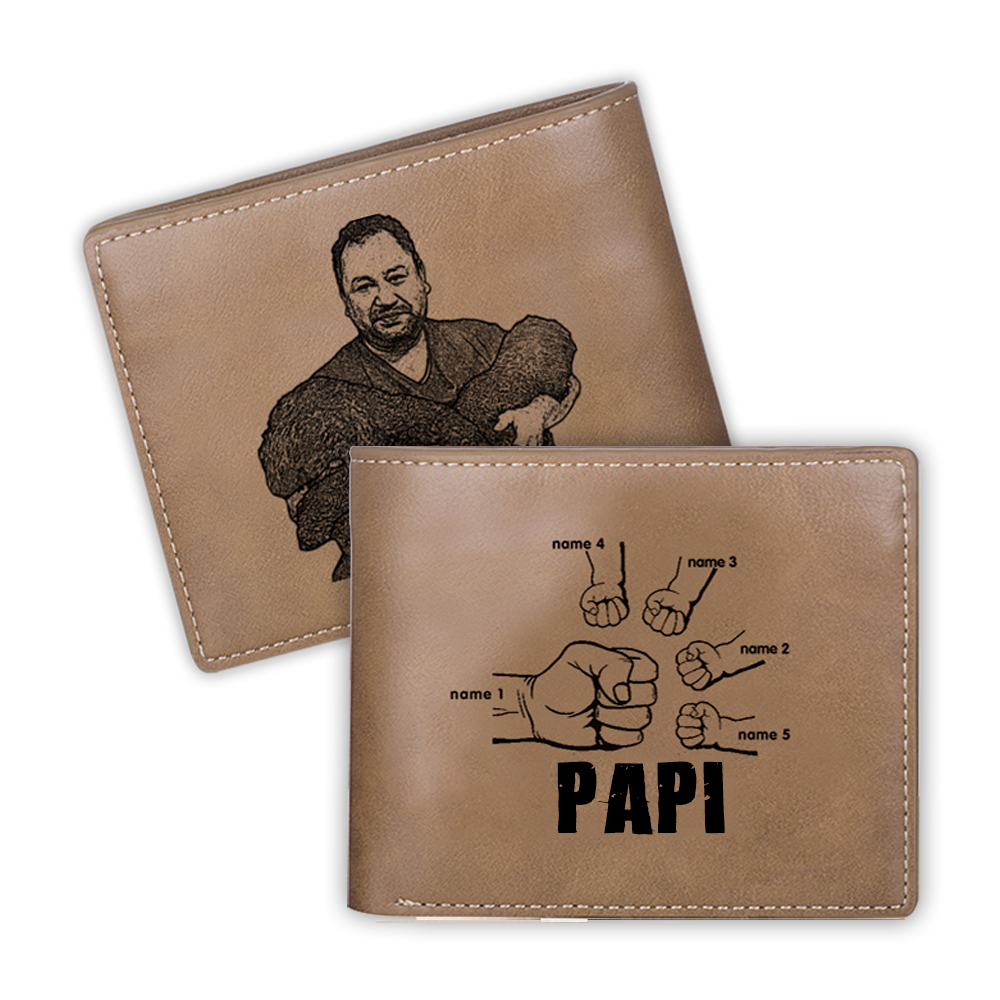 À mon Papi-Portefeuille Poings 5 Prénoms Personnalisés avec Photo Classique Homme |  Jessemade
