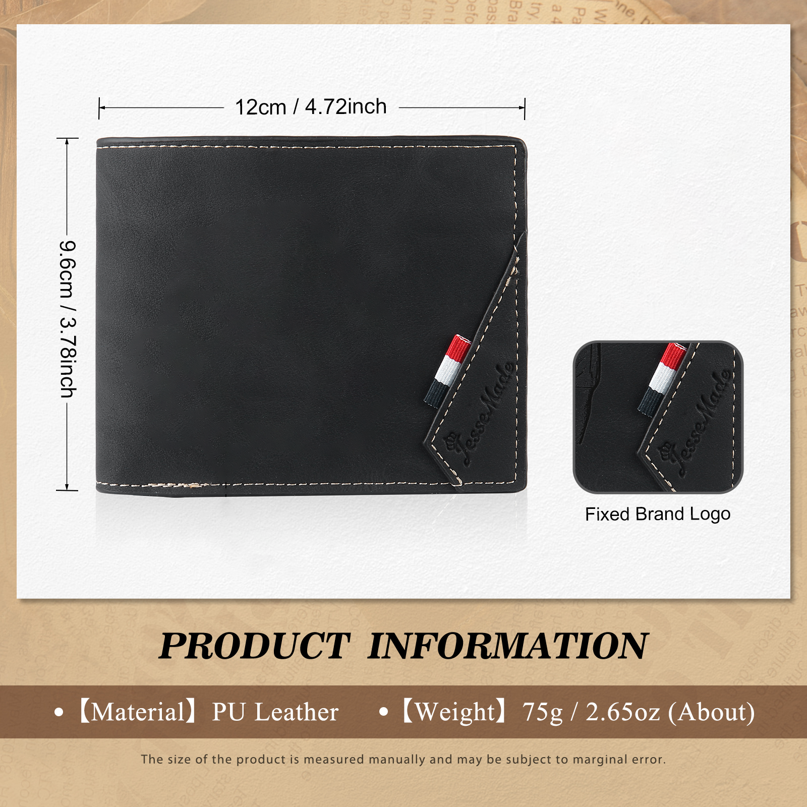 Portefeuille Noir Personnalisable Poings pour Papa/Papi