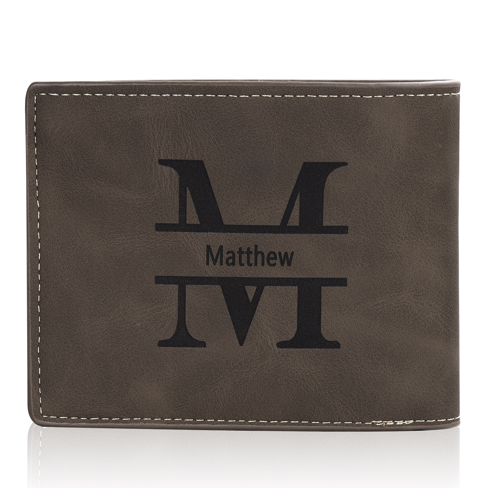 Coffret Cadeau 3PCS - Portefeuille Classique avec Carte Portefeuille et Stylo Prénom et Lettre Personnalisés avec Photo et Texte pour Homme | Jessemade