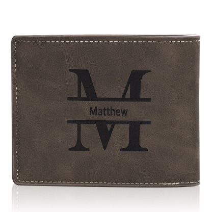 Coffret Cadeau 3PCS - Portefeuille Classique avec Carte Portefeuille et Stylo Prénom et Lettre Personnalisés avec Photo et Texte pour Homme | Jessemade