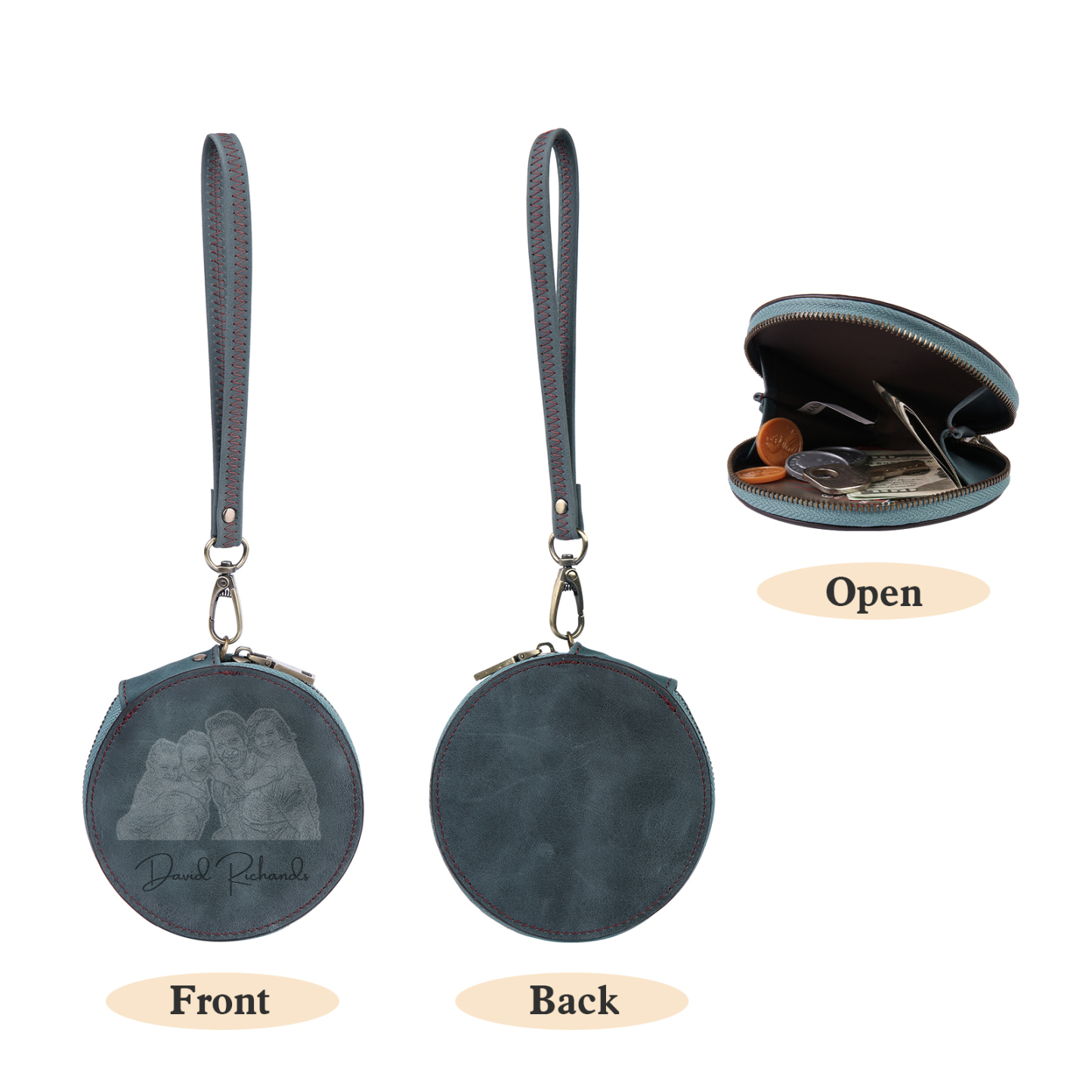 Portefeuille Cuir Photo et Texte Personnalisés Porte-Monnaie  | Jessemade