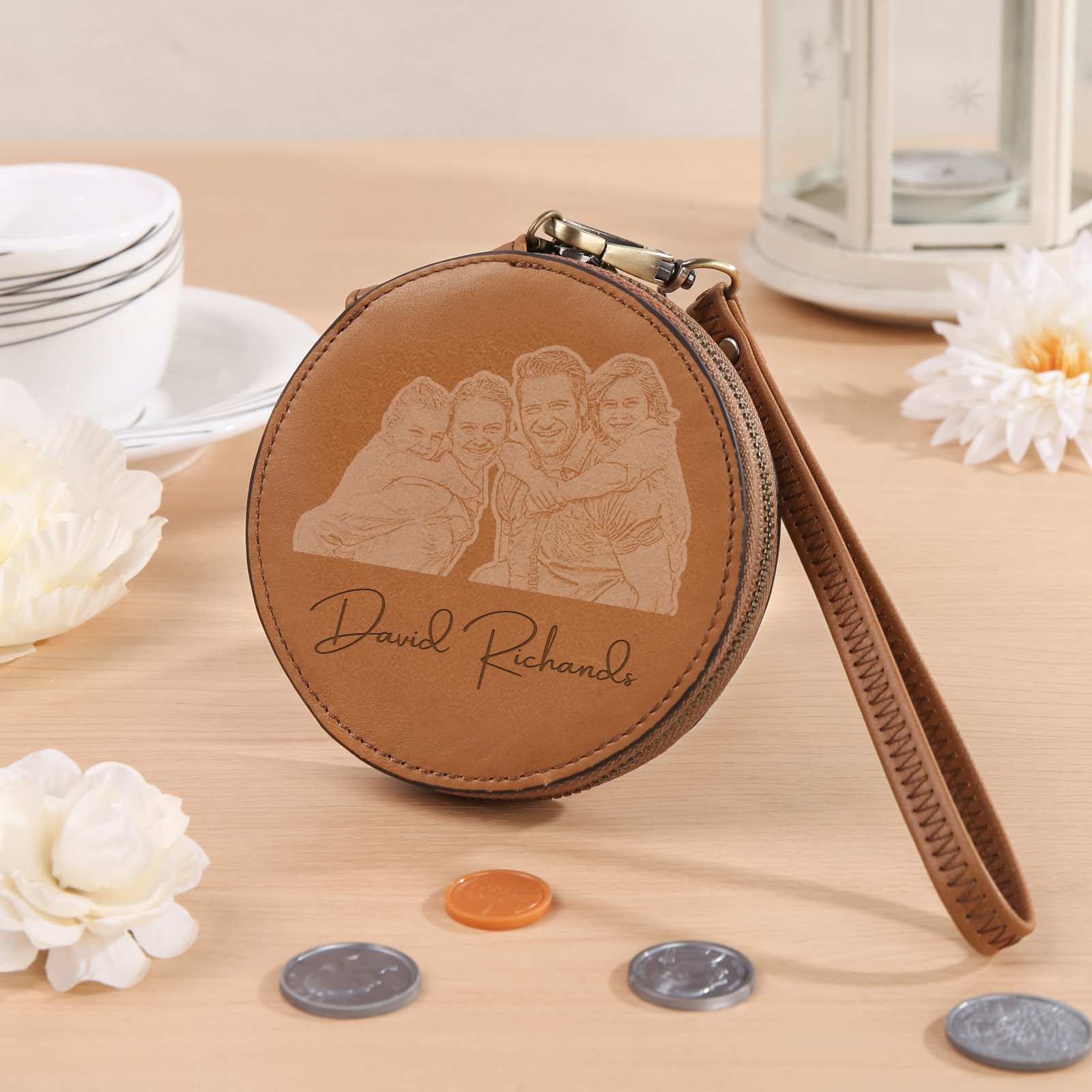 Portefeuille Cuir Photo et Texte Personnalisés Porte-Monnaie  | Jessemade