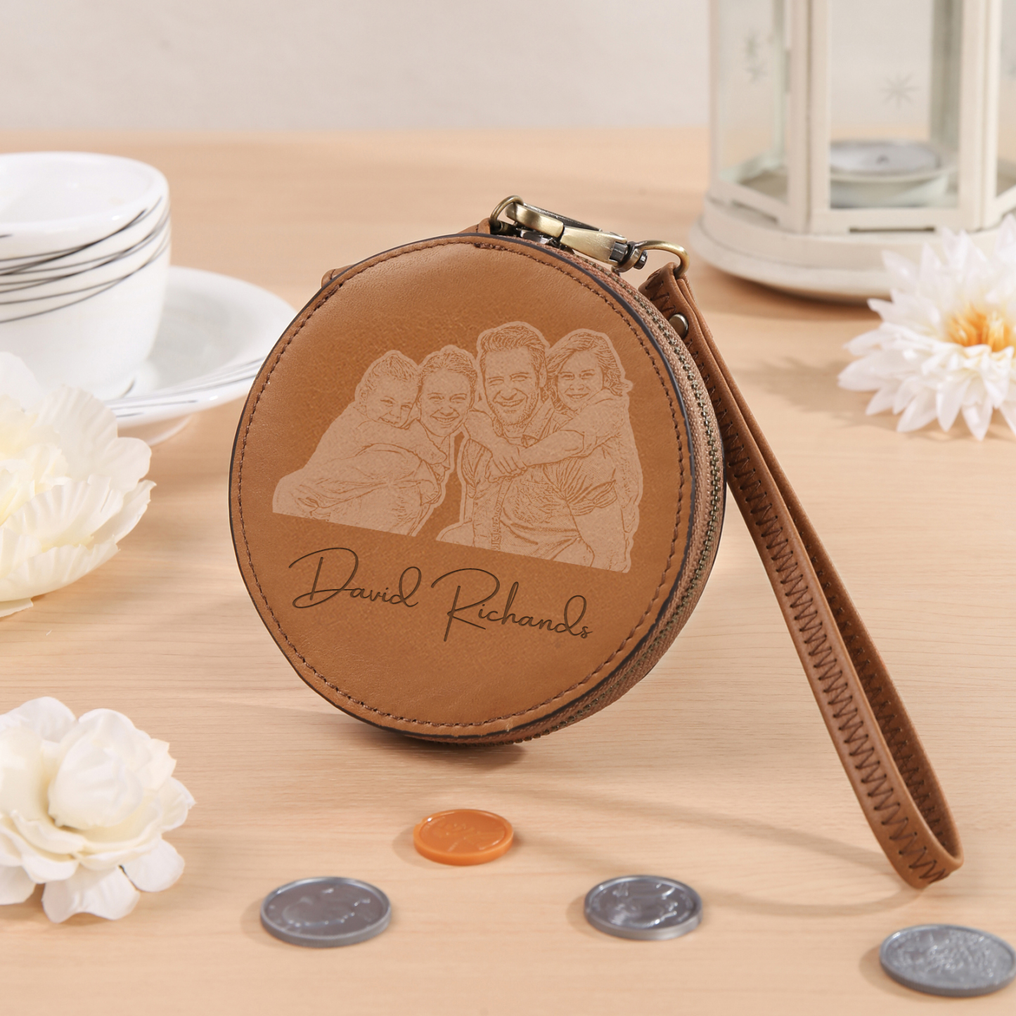 Jessemade FR Portefeuille Cuir Photo et Texte Personnalisés Porte-Monnaie