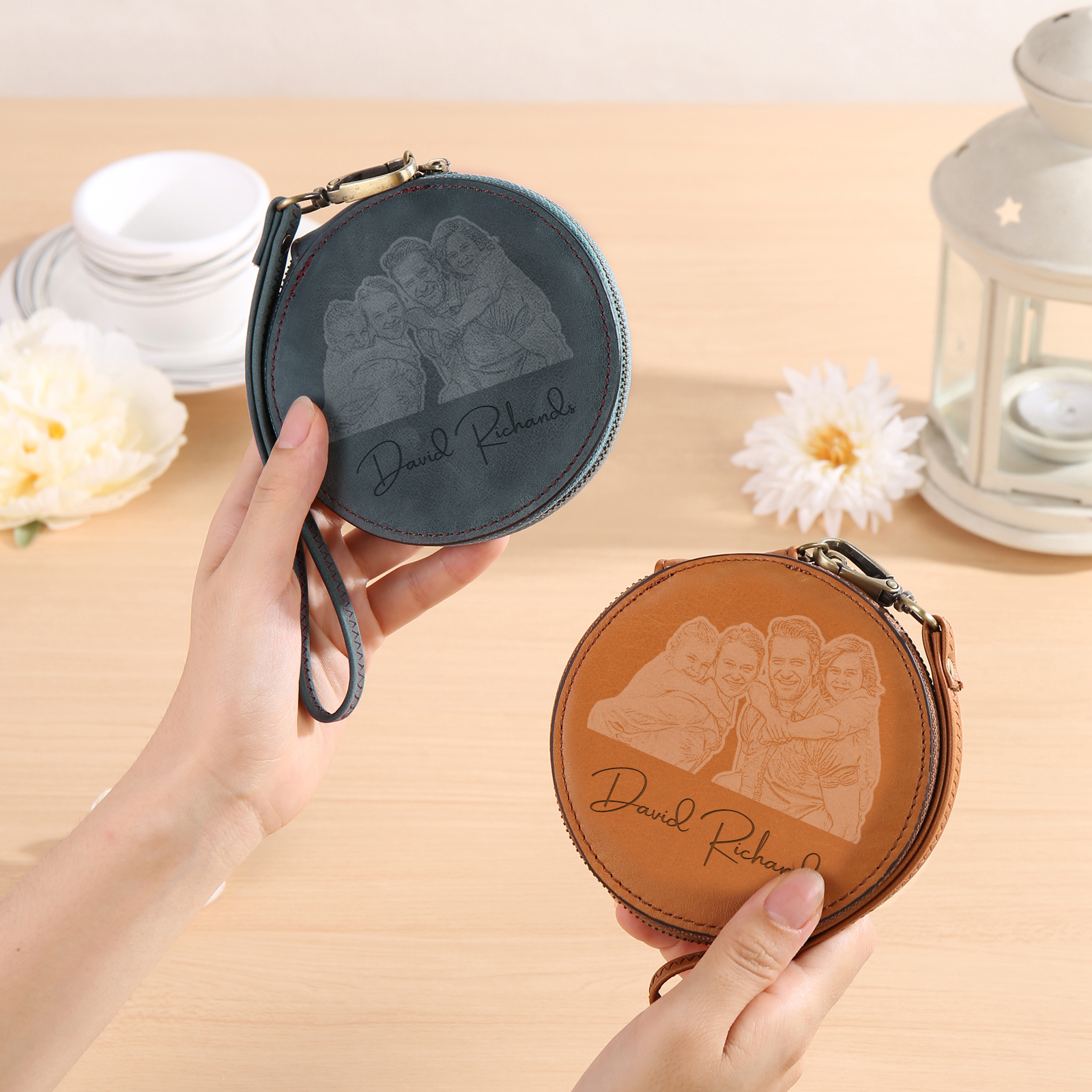 Portefeuille Cuir Photo et Texte Personnalisés Porte-Monnaie  | Jessemade