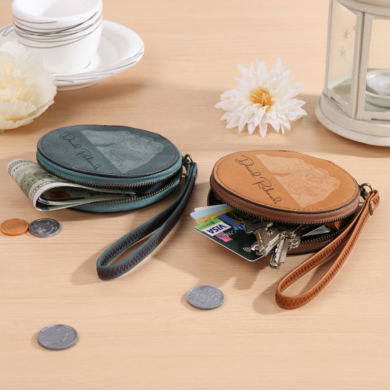 Portefeuille Cuir Photo et Texte Personnalisés Porte-Monnaie  | Jessemade