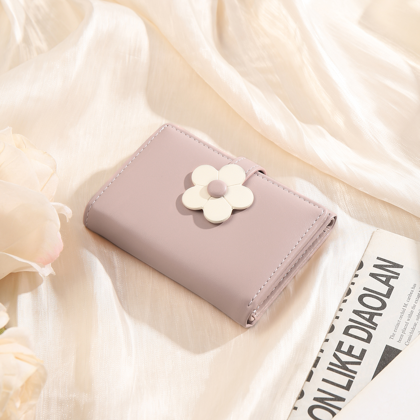 Portefeuille Photo Personnalisés avec Fleur Porte-Monnaie Carte pour Femmes