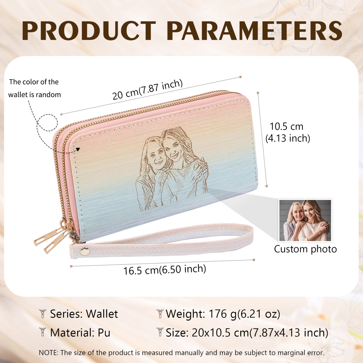 Portefeuille Personnalisé avec Photo Porte-monnaie en Cuir couleur aléatoire pour Femme | Jessemade