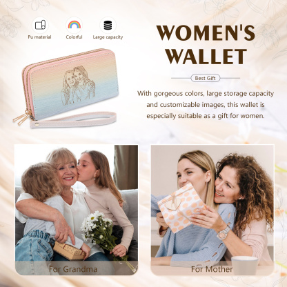 Portefeuille Personnalisé avec Photo Porte-monnaie en Cuir couleur aléatoire pour Femme | Jessemade