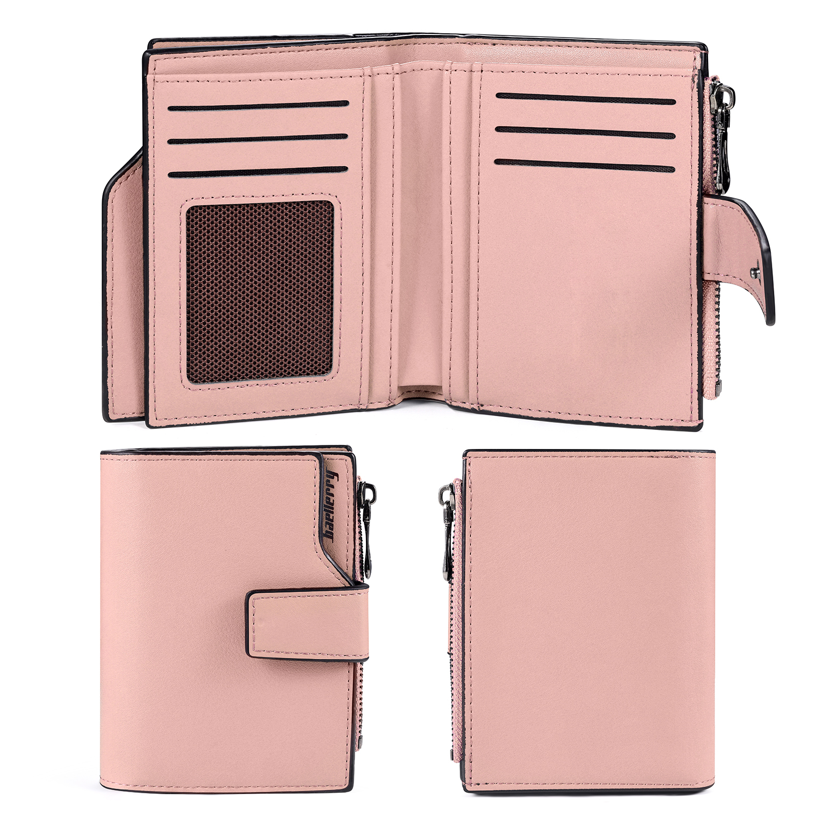 Portefeuille en Cuir PU Rose avec Fermeture pour Femme | Jessemade