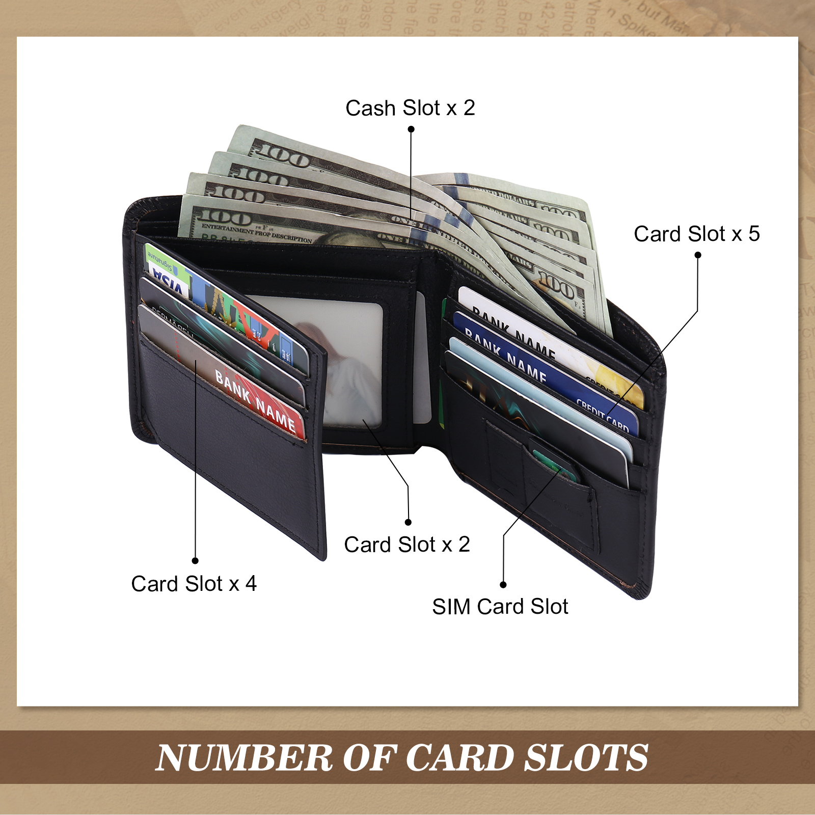 Portefeuille Personnalisé avec Lettre et 2 Prénoms en Cuir Véritable Portefeuille Personnalisé Homme | Jessemade