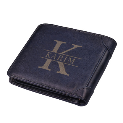 Portefeuille Personnalisé avec Lettre et 2 Prénoms en Cuir Véritable Portefeuille Personnalisé Homme | Jessemade