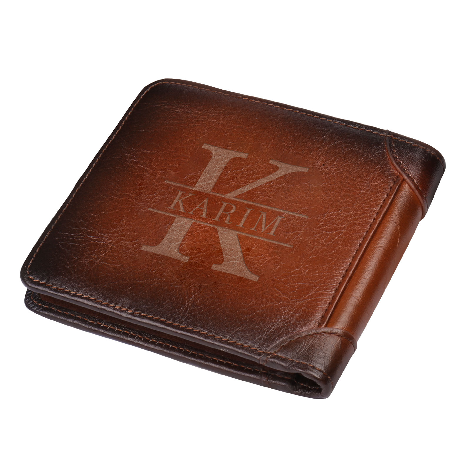 Portefeuille Personnalisé avec Lettre et 2 Prénoms en Cuir Véritable Portefeuille Personnalisé Homme | Jessemade