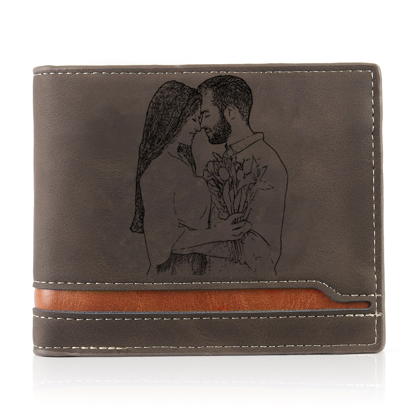 Coffret Cadeau 3PCS- Portefeuille Homme et Porte-Clés Photo et Texte Personnalisés et Stylo Coffret Cadeau Saint Valentin | Jessemade
