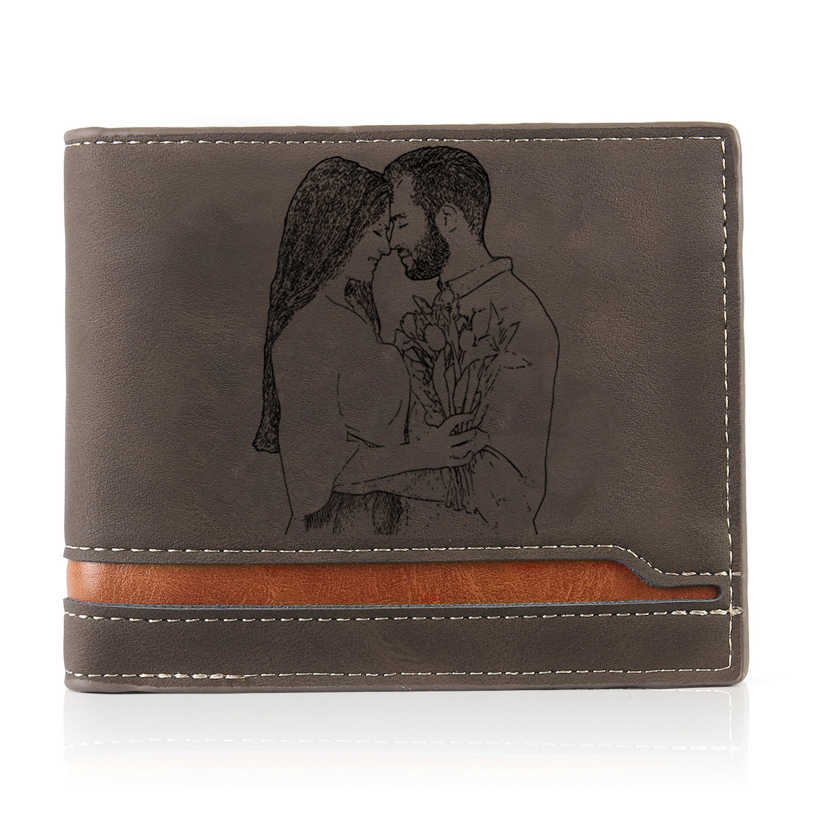 Coffret Cadeau 3PCS- Portefeuille Homme et Porte-Clés Photo et Texte Personnalisés et Stylo Coffret Cadeau Saint Valentin | Jessemade