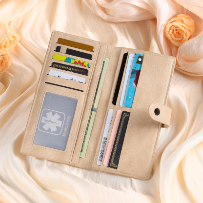 Portefeuille long en cuir PU 1 Nom personnalisé avec fleur de naissance Cadeau pour femme | Jessemade