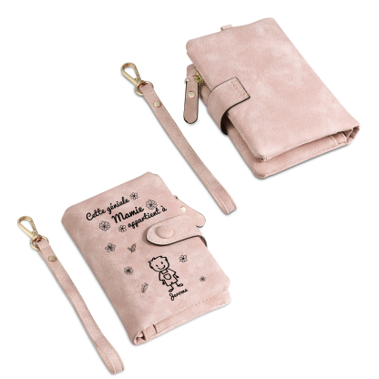 À Mamie Portefeuille Personnalisé avec 1 Prénom Porte-Monnaie Carte Rose pour Mamie | Jessemade