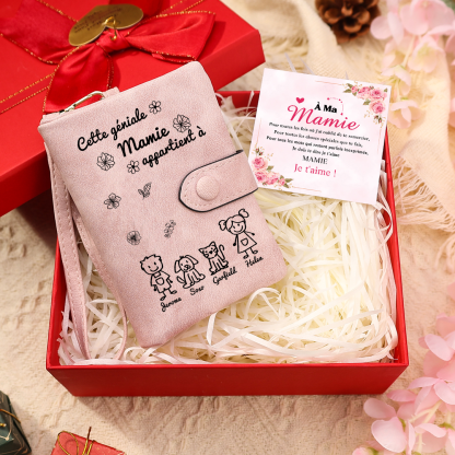 À Mamie Portefeuille 4 Prénoms Personnalisés Porte-Monnaie Carte Cadeau de Noël pour Mamie| Jessemade