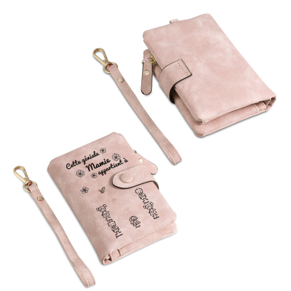 À Mamie Portefeuille Personnalisé avec 5 Prénoms Porte-Monnaie Carte Rose pour Mamie | Jessemade
