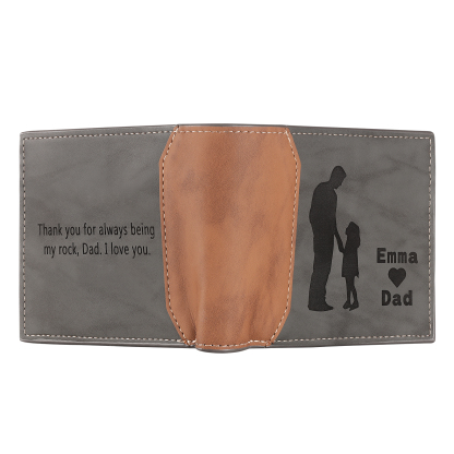 Portefeuille Papa et fille 2 Prénoms Personnalisés avec Texte Classique Homme Porte-Monnaie Carte Cadeau pour Père | Jessemade
