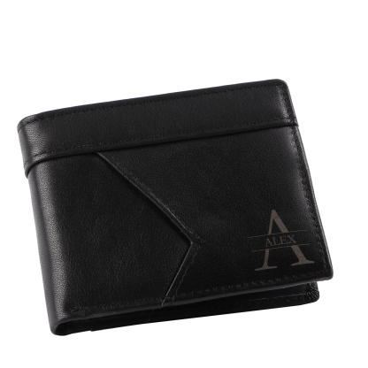 Portefeuille en Cuir Personnalisé avec 1 Prénom et 1 Initiale Cadeau Saint-Valentin pour Homme | Jessemade