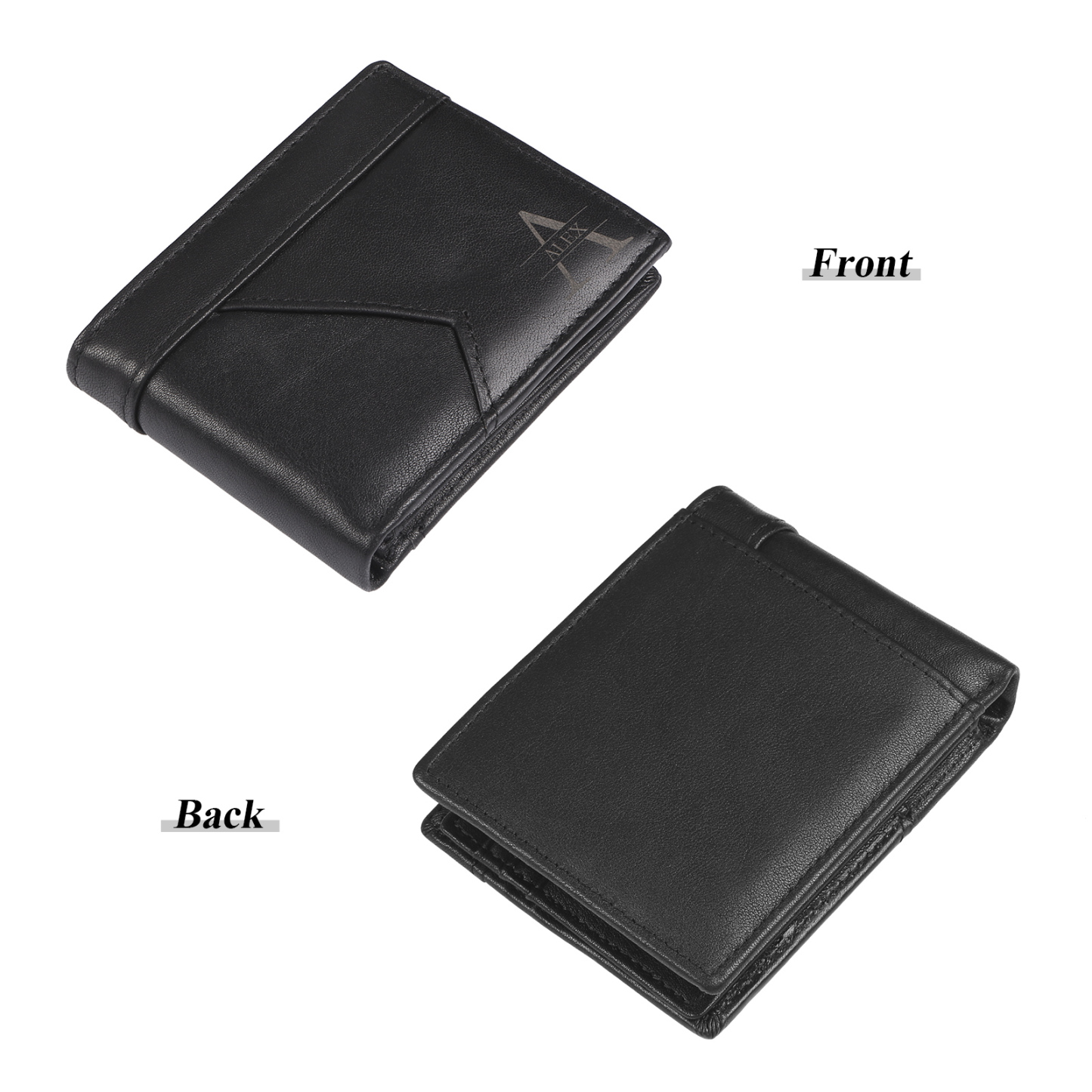 Portefeuille en Cuir Personnalisé avec 1 Prénom et 1 Initiale Cadeau Saint-Valentin pour Homme | Jessemade