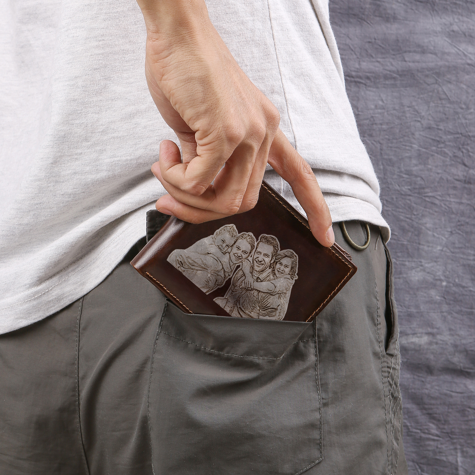 Portefeuille Classique en Cuir Véritable Prénom et Lettre Personnalisés avec Photo Porte-Monnaie Carte avec protection rfid pour Homme | Jessemade