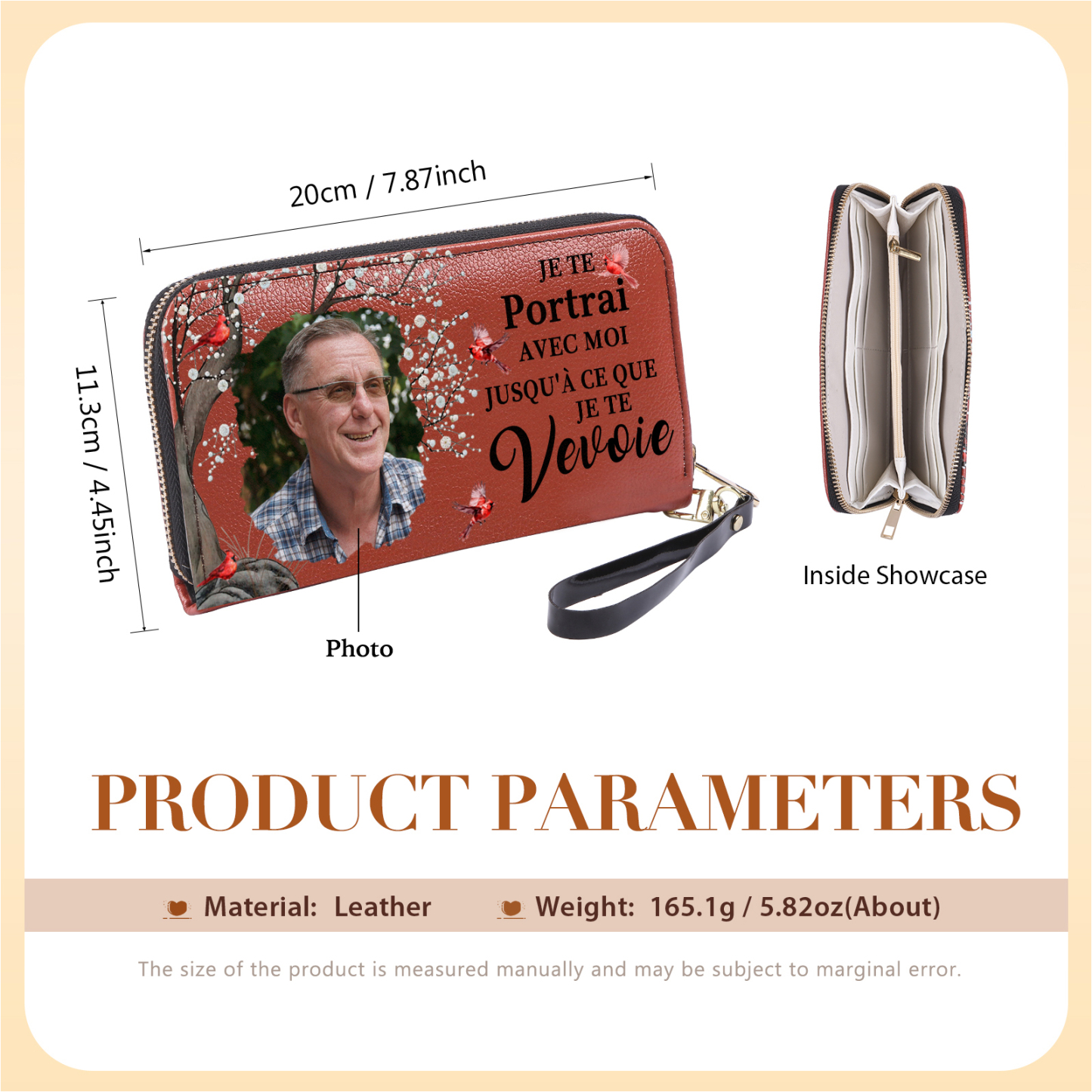 Portefeuille Personnalisé avec Photo Porte-Monnaie Carte Commémoratif en Cuir | Jessemade