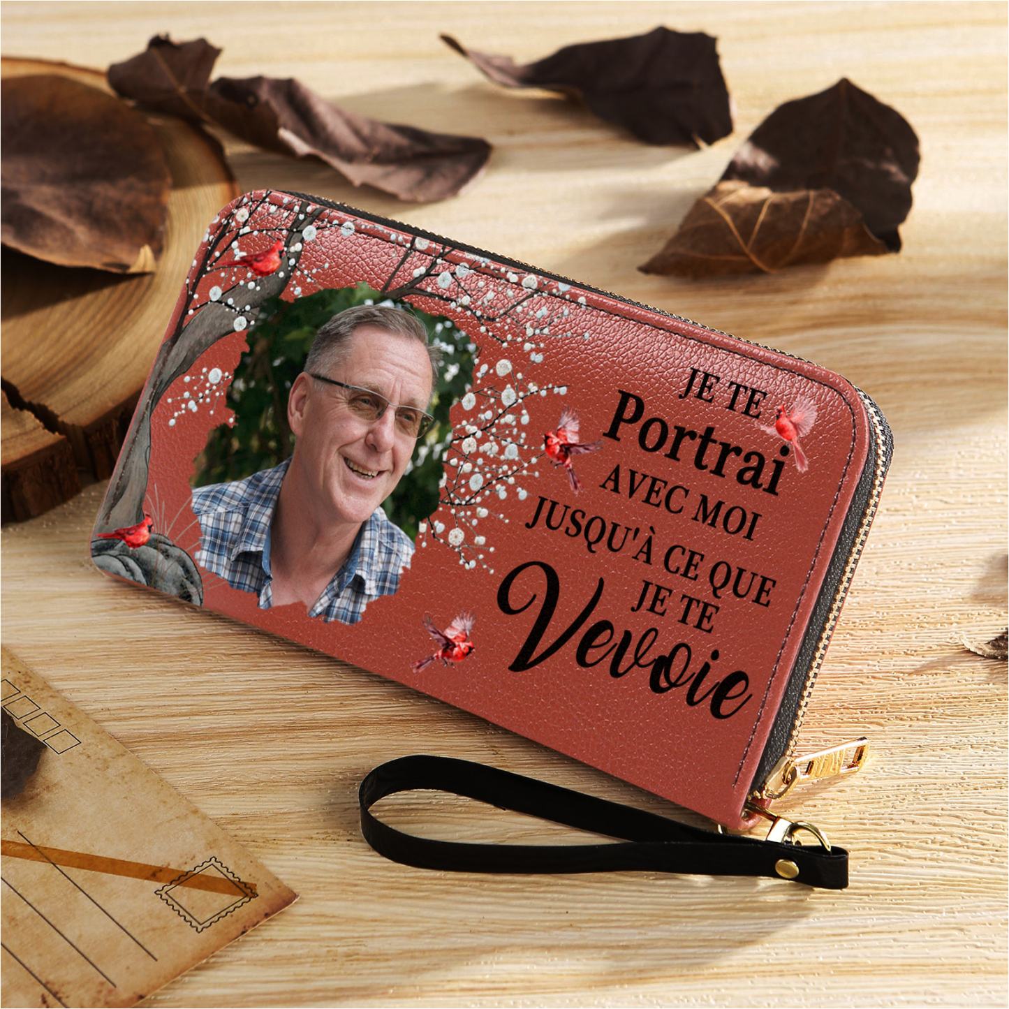 Portefeuille Personnalisé avec Photo Porte-Monnaie Carte Commémoratif en Cuir | Jessemade
