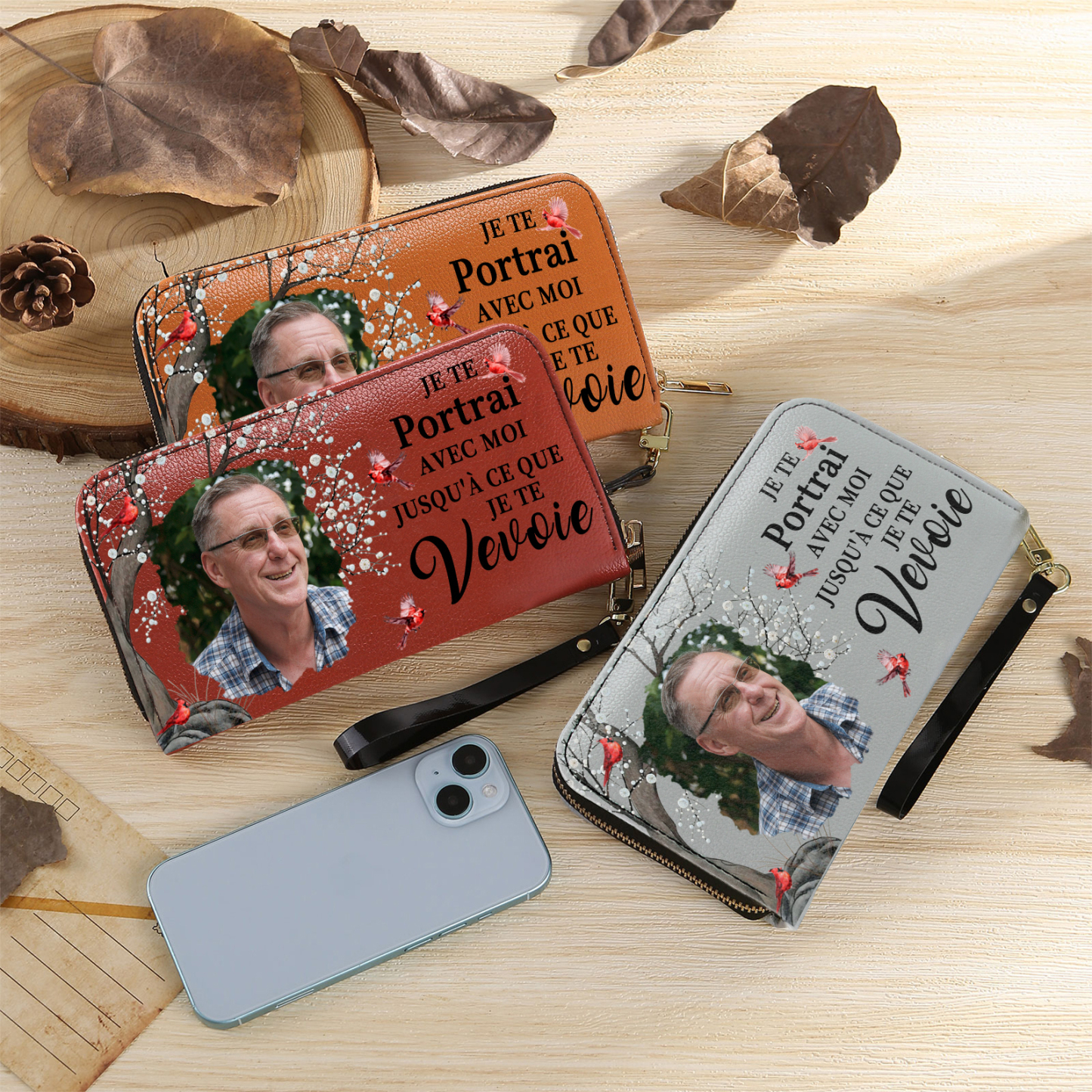 Portefeuille Personnalisé avec Photo Porte-Monnaie Carte Commémoratif en Cuir | Jessemade