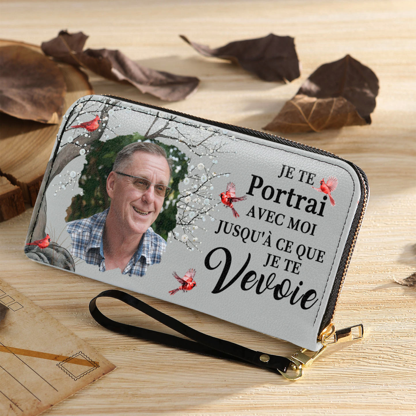 Portefeuille Personnalisé avec Photo Porte-Monnaie Carte Commémoratif en Cuir | Jessemade