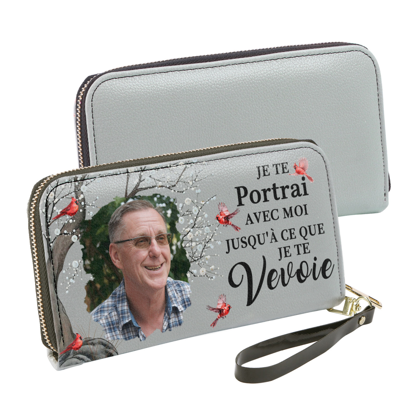 Portefeuille Personnalisé avec Photo Porte-Monnaie Carte Commémoratif en Cuir | Jessemade