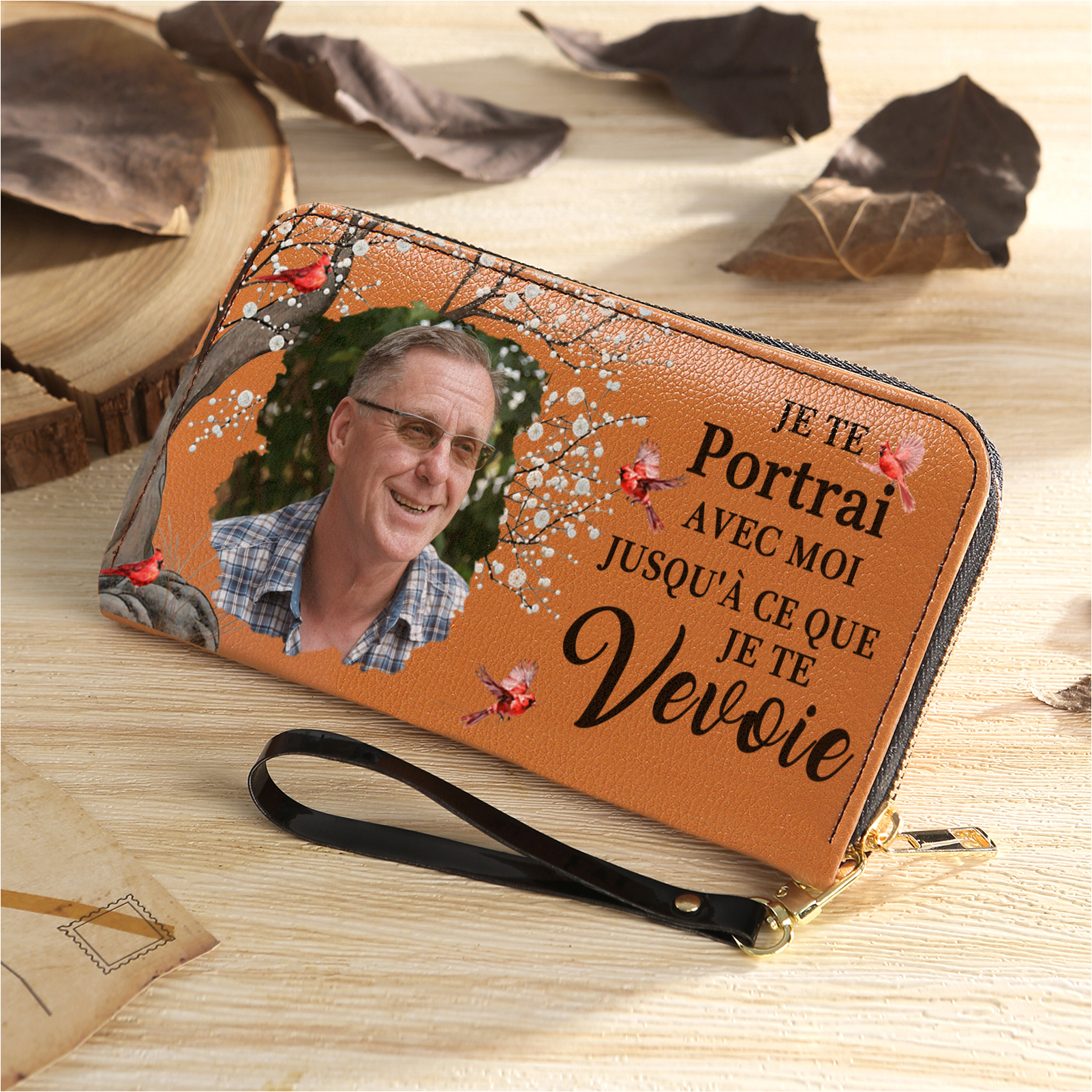 Portefeuille Personnalisé avec Photo Porte-Monnaie Carte Commémoratif en Cuir | Jessemade