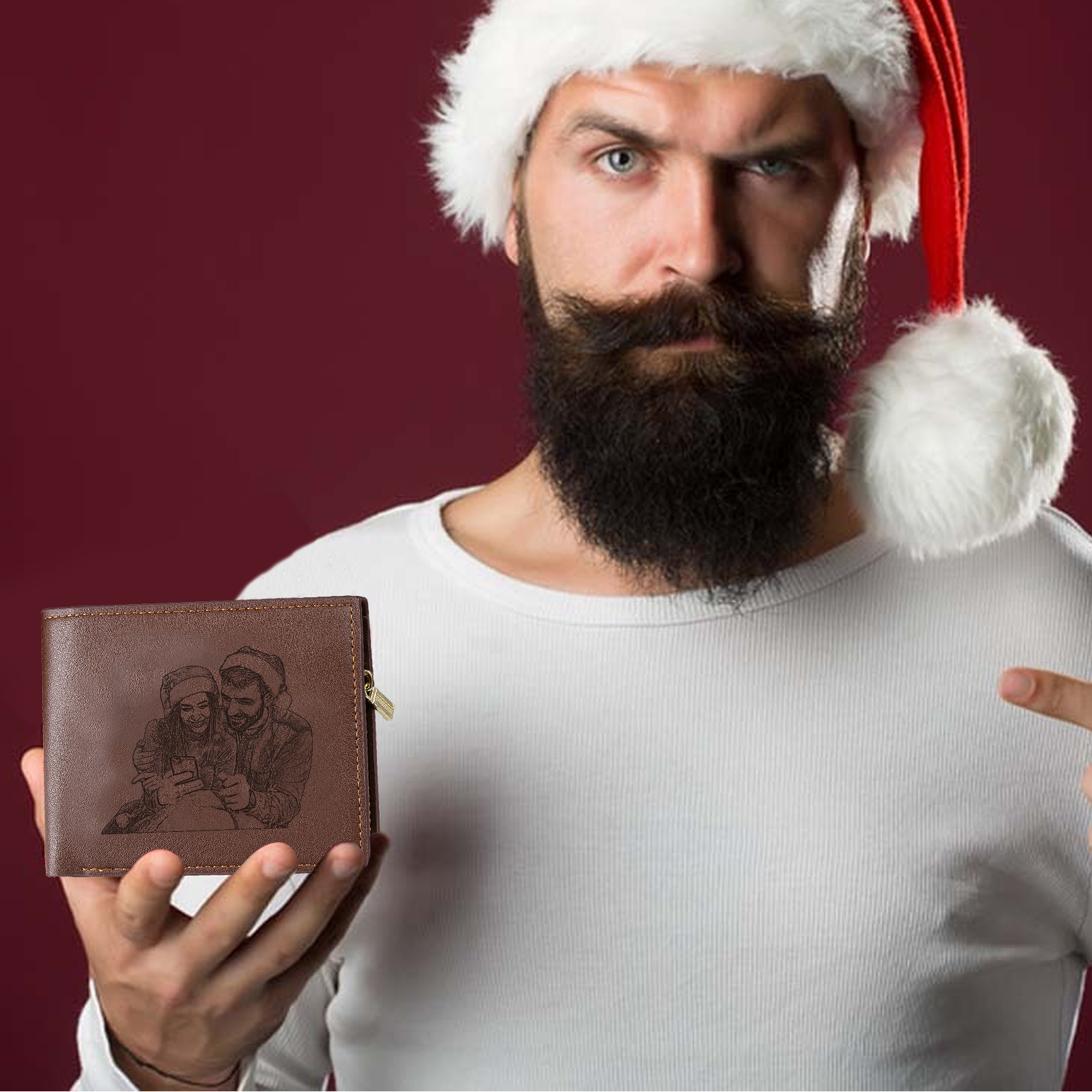 Portefeuille Classique Photo Personnalisée avec Prénom et Lettre Porte-Monnaie Carte en Cuir pour Homme | Jessemade