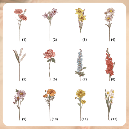 Portefeuille Femme  en cuir PU avec Fleurs de Naissance et Prénom Porte-monnaie Personnalisé 7 Couleurs au Choix | Jessemade