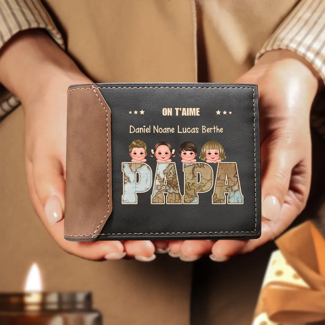 À Mon Papa Portefeuille Classique 1-6 Prénoms Personnalisés | Cadeau Fête des Pères | Jessemade