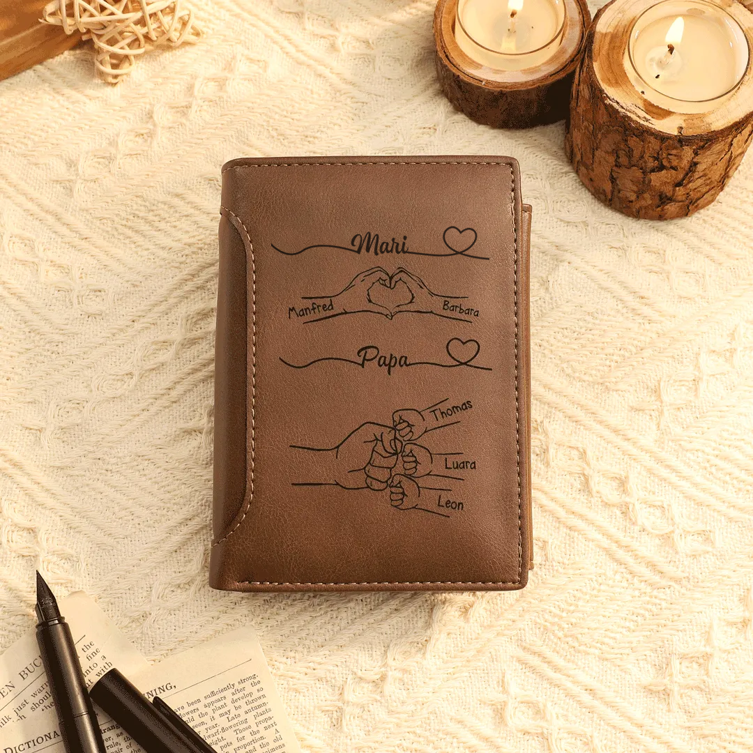 🔥Portefeuille 2-9 Prénoms Personnalisés avec lettre Classique Homme Porte-Monnaie Carte | Cadeau Fête des Pères | Jessemade