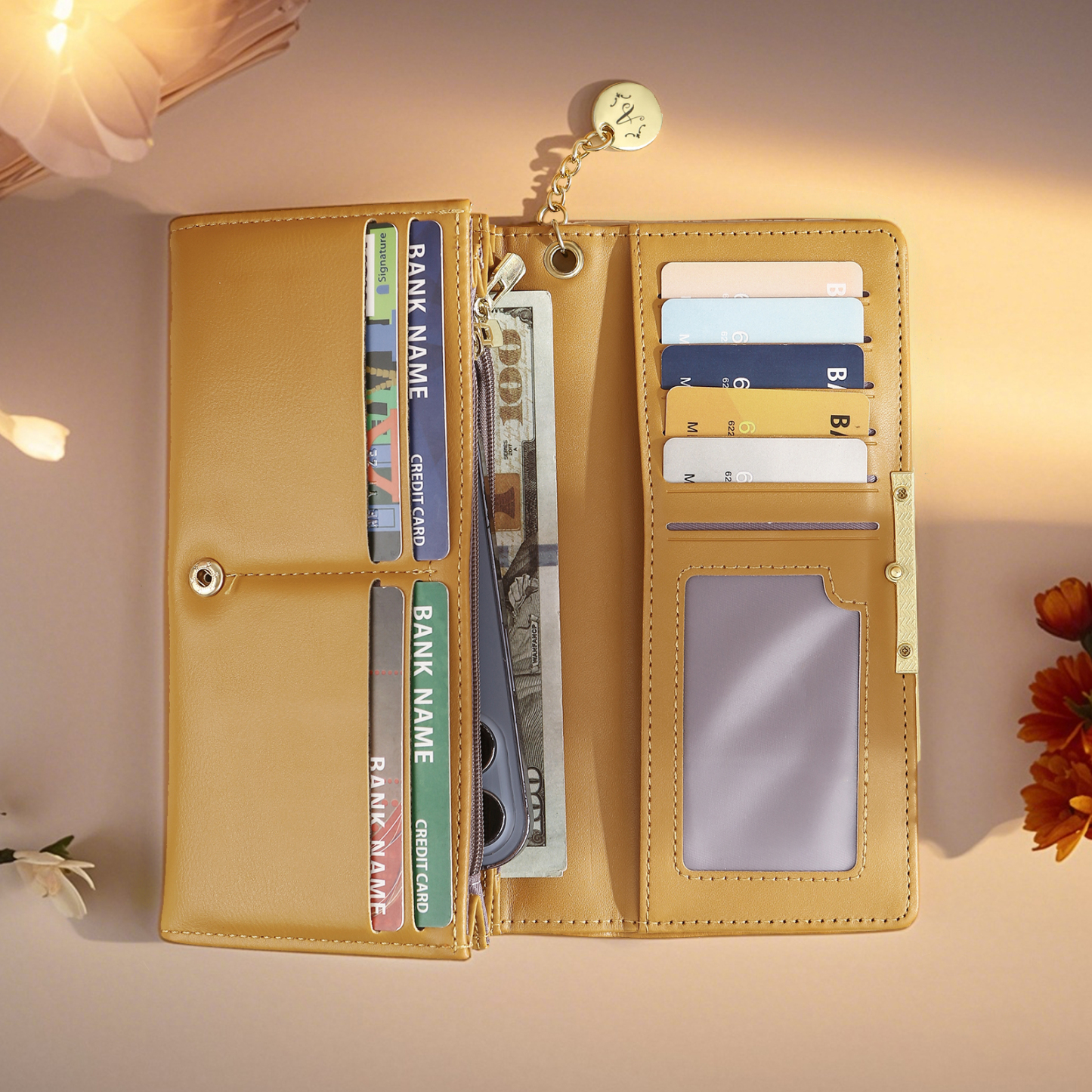 Portefeuille Personnalisé avec Photo Lettre et Texte Porte-monnaie carte en cuir PU pour Femme Rose/Bleu/Jaune | Jessemade