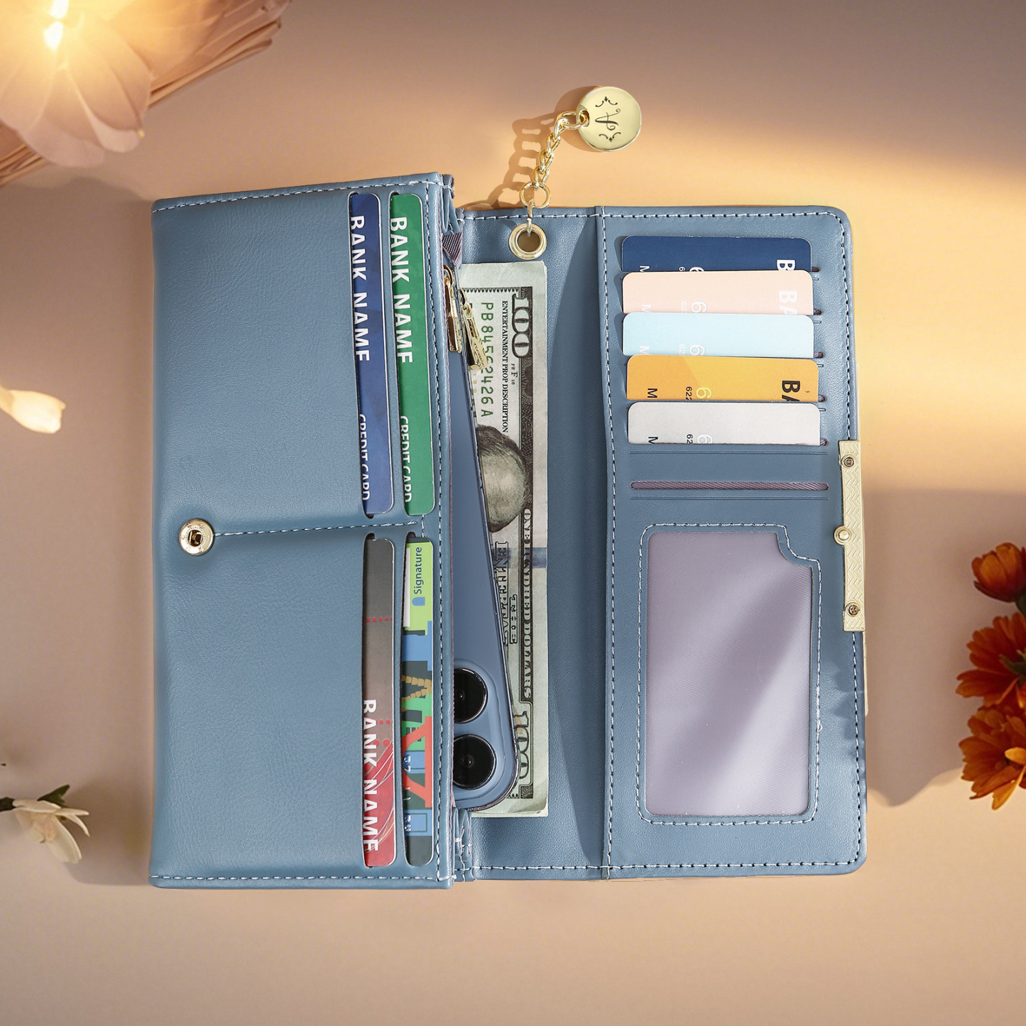 Portefeuille Personnalisé avec Photo Lettre et Texte Porte-monnaie carte en cuir PU pour Femme Rose/Bleu/Jaune | Jessemade