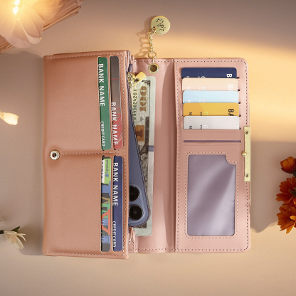 Portefeuille Personnalisé avec Photo Lettre et Texte Porte-monnaie carte en cuir PU pour Femme Rose/Bleu/Jaune | Jessemade