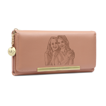 Portefeuille Personnalisé avec Photo Lettre et Texte Porte-monnaie carte en cuir PU pour Femme Rose/Bleu/Jaune | Jessemade