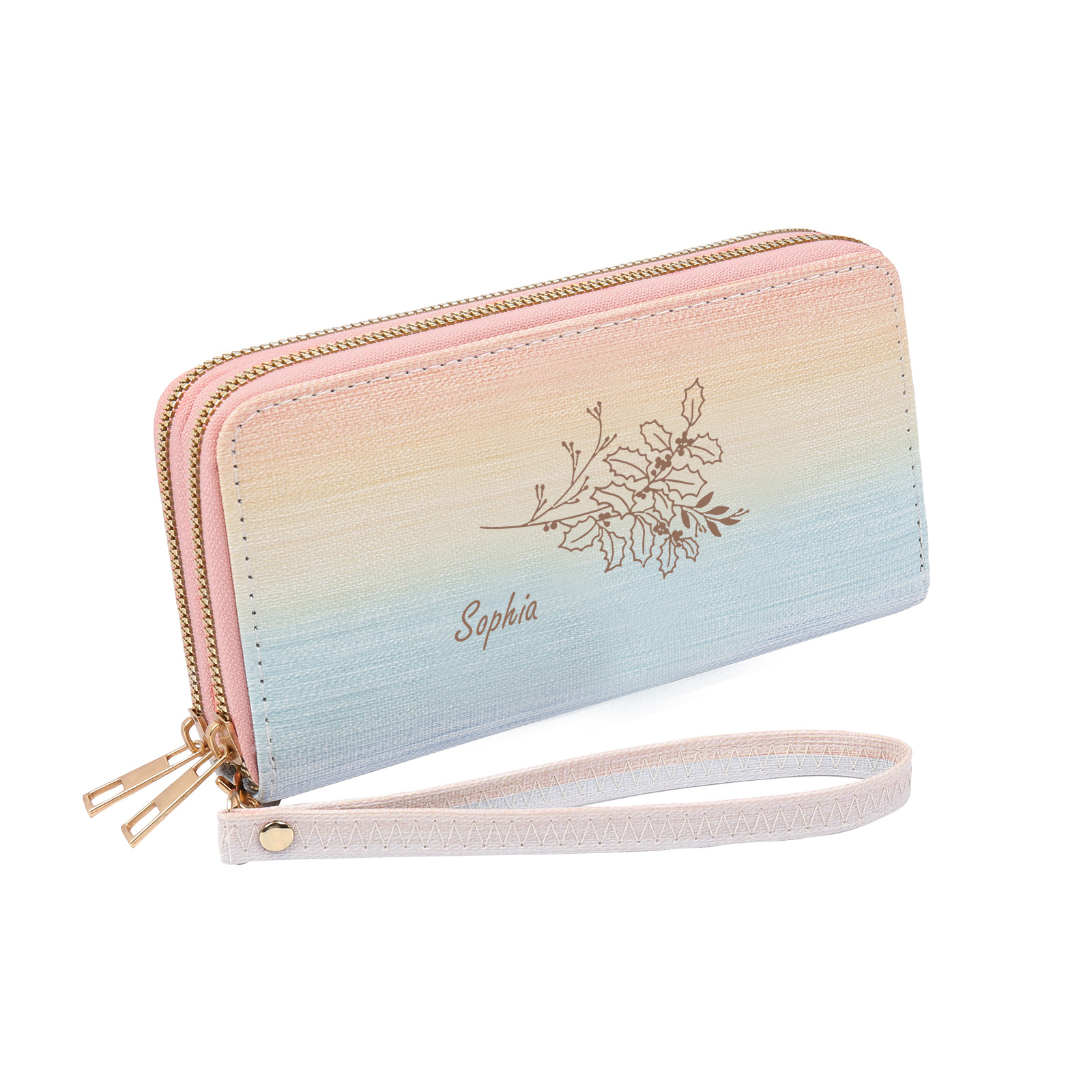 Portefeuille personnalisé femme avec prénom et fleur – Cadeau élégant et pratique | Jessemade