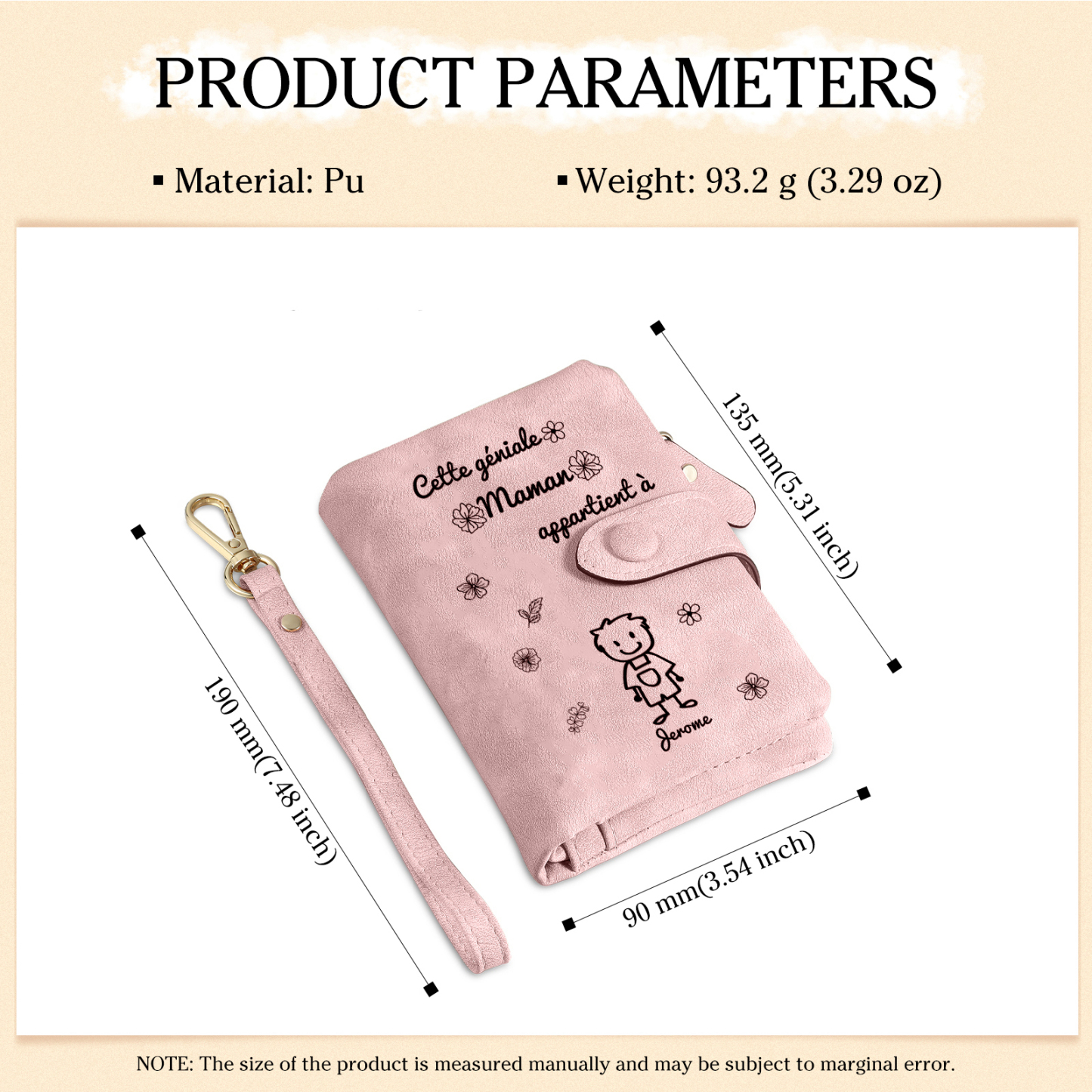 2PCS Coffret Cadeau - À Vos Parents Portefeuille Femme et Portefeuille Homme Personnalisé avec Prénom Photo et Enfant Dessin | Jessemade