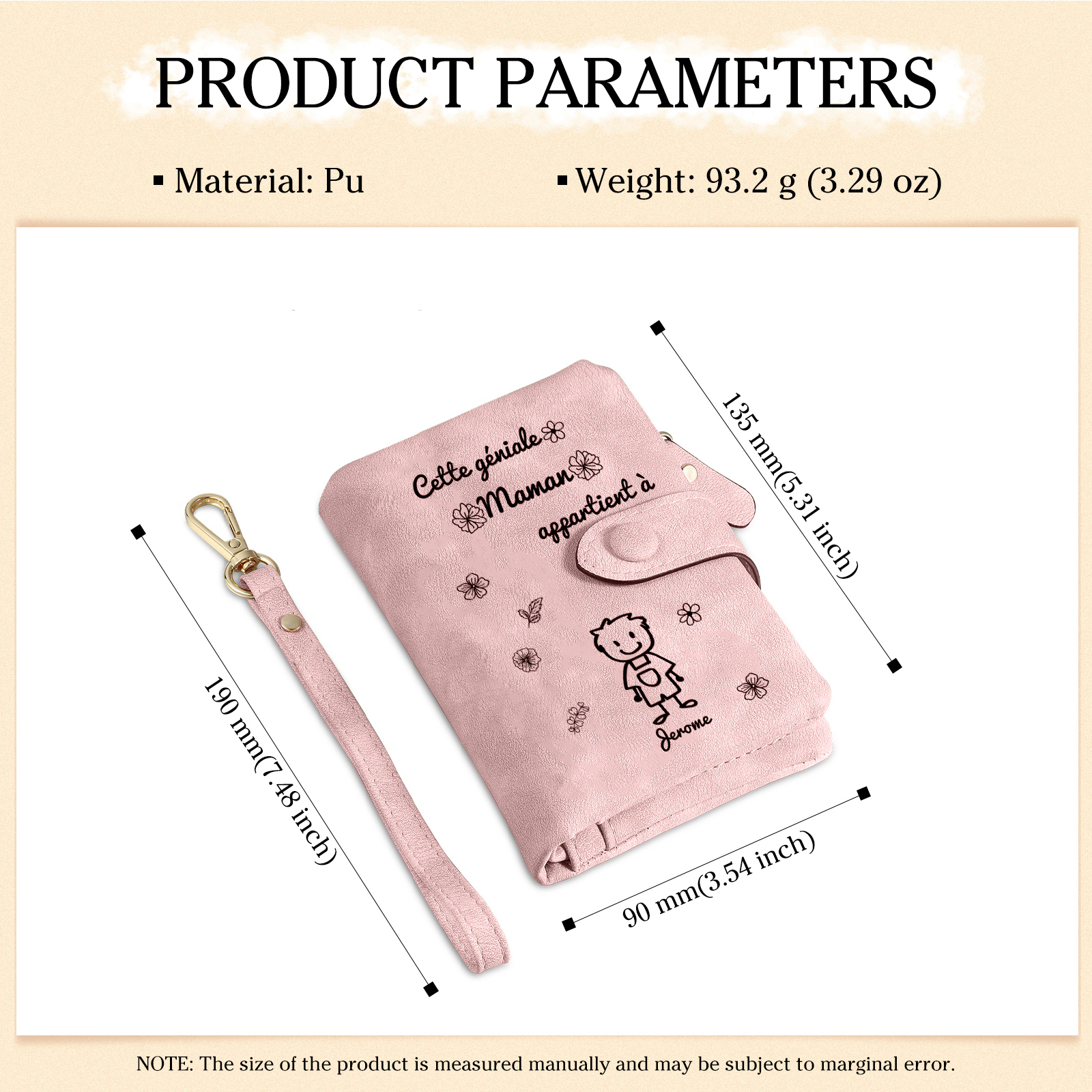 2PCS Coffret Cadeau - À Vos Parents Portefeuille Femme et Portefeuille Homme Personnalisé avec Prénom Photo et Enfant Dessin | Jessemade